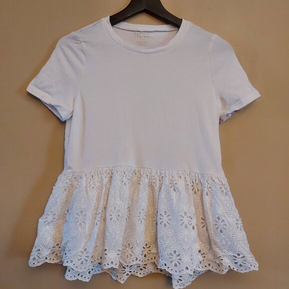 Kate Spade Peblum eyelet lace flounce tee top - Picture 3 of 8